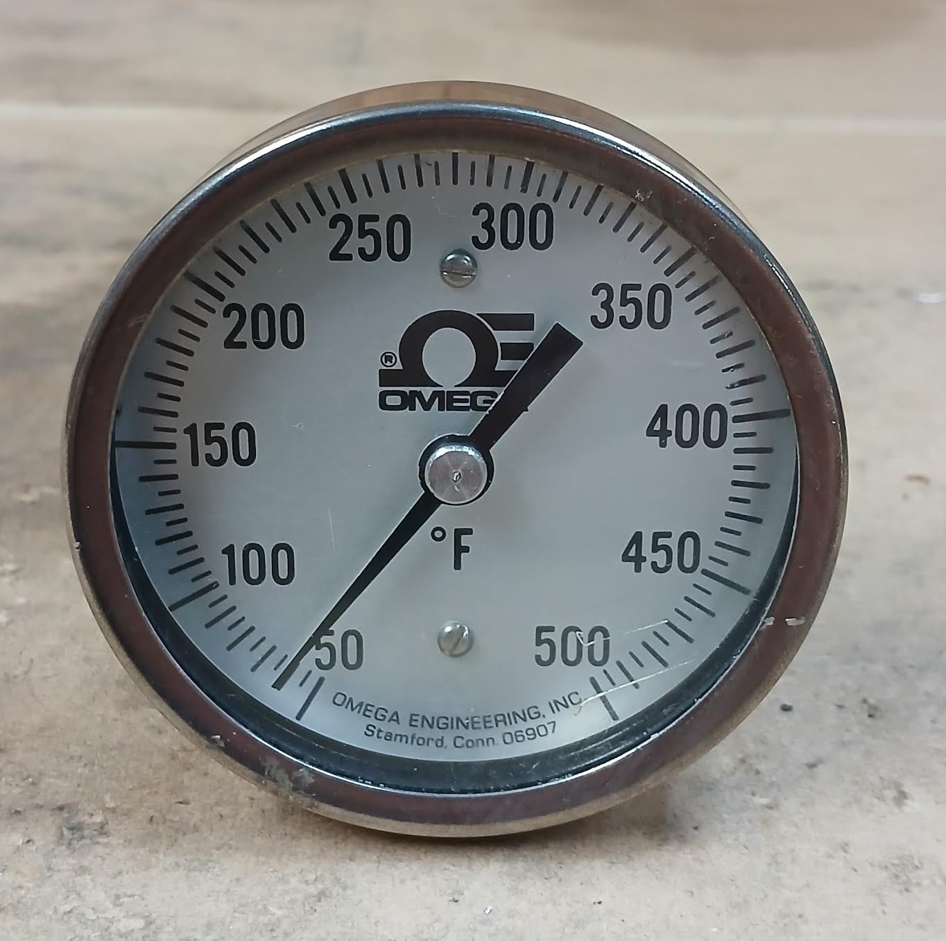 Omega 0-500°F Thermometer 3" Face 6" Stem