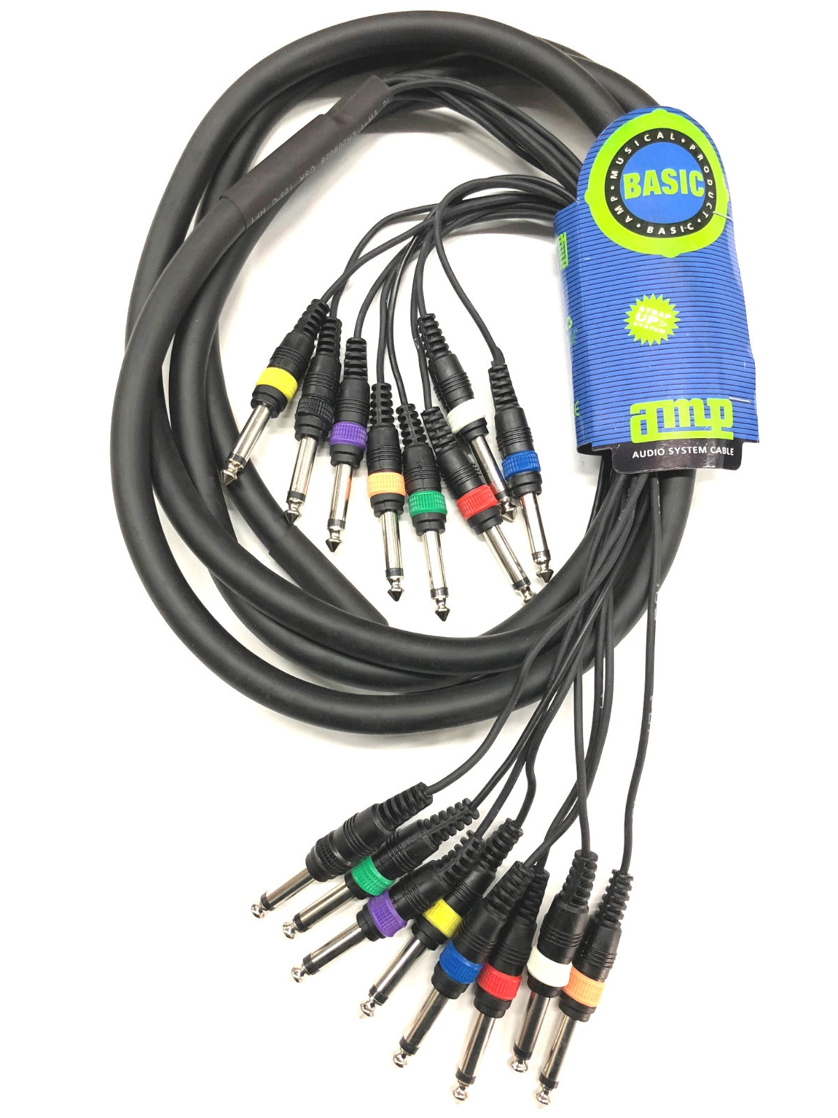 Multi pair link 8 -1/4"plug mono to mono Colored 10 ft Instrument Audio Cable
