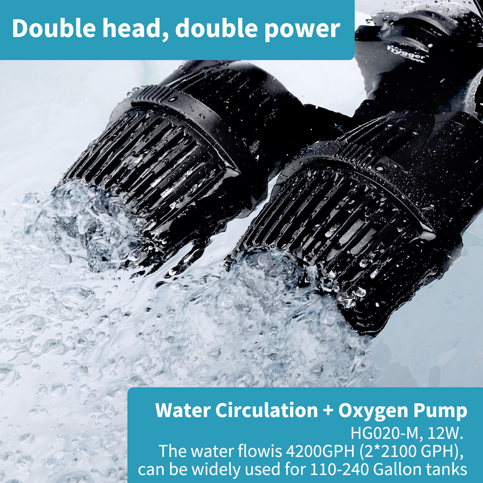 hygger Double Head Aquarium Wave maker Circulation Water Pump with Magnetic Base