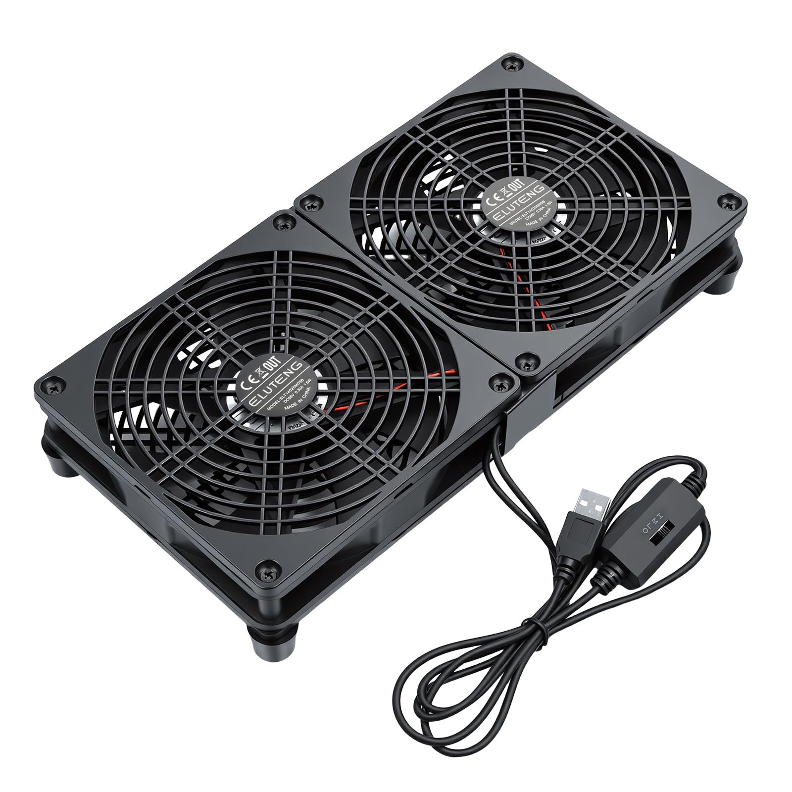 KEYNICE USB Cooling Fan 14cm 1500RPM 3-Speed Quiet PC Router Cooler