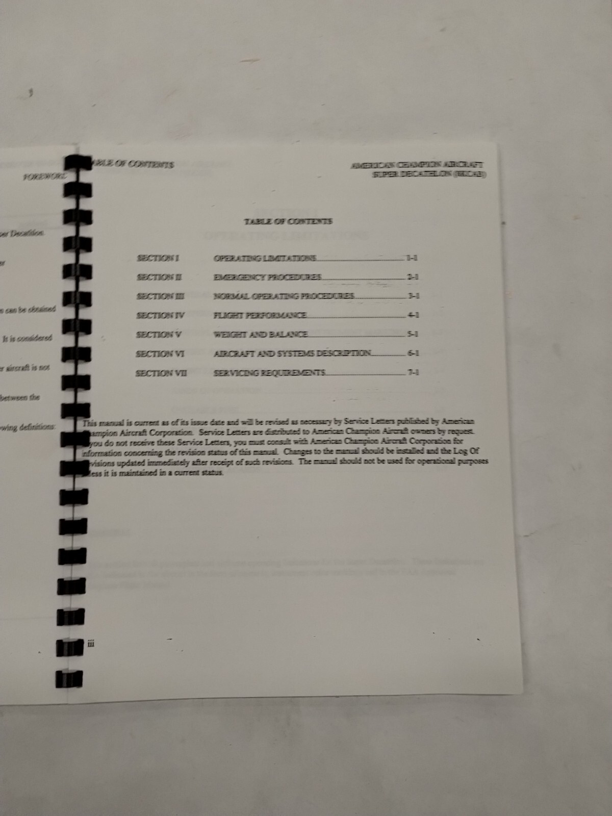 American Champion Super Decathlon 8KCAB Pilots Operating Manual-Copy