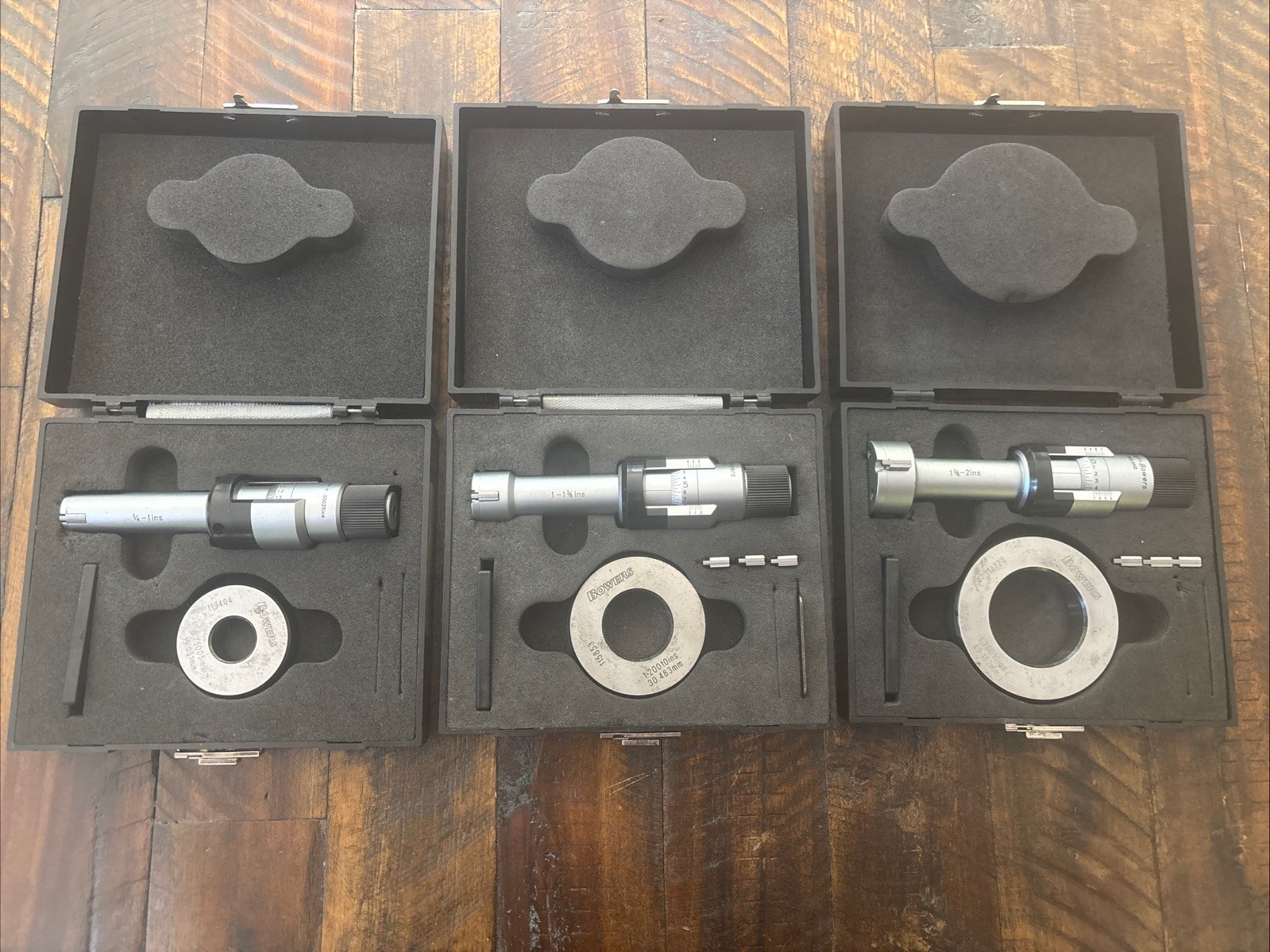 Fowler Bowers Holmike Sets (3)Internal Bore Micrometers 1-2” X .0001” Range