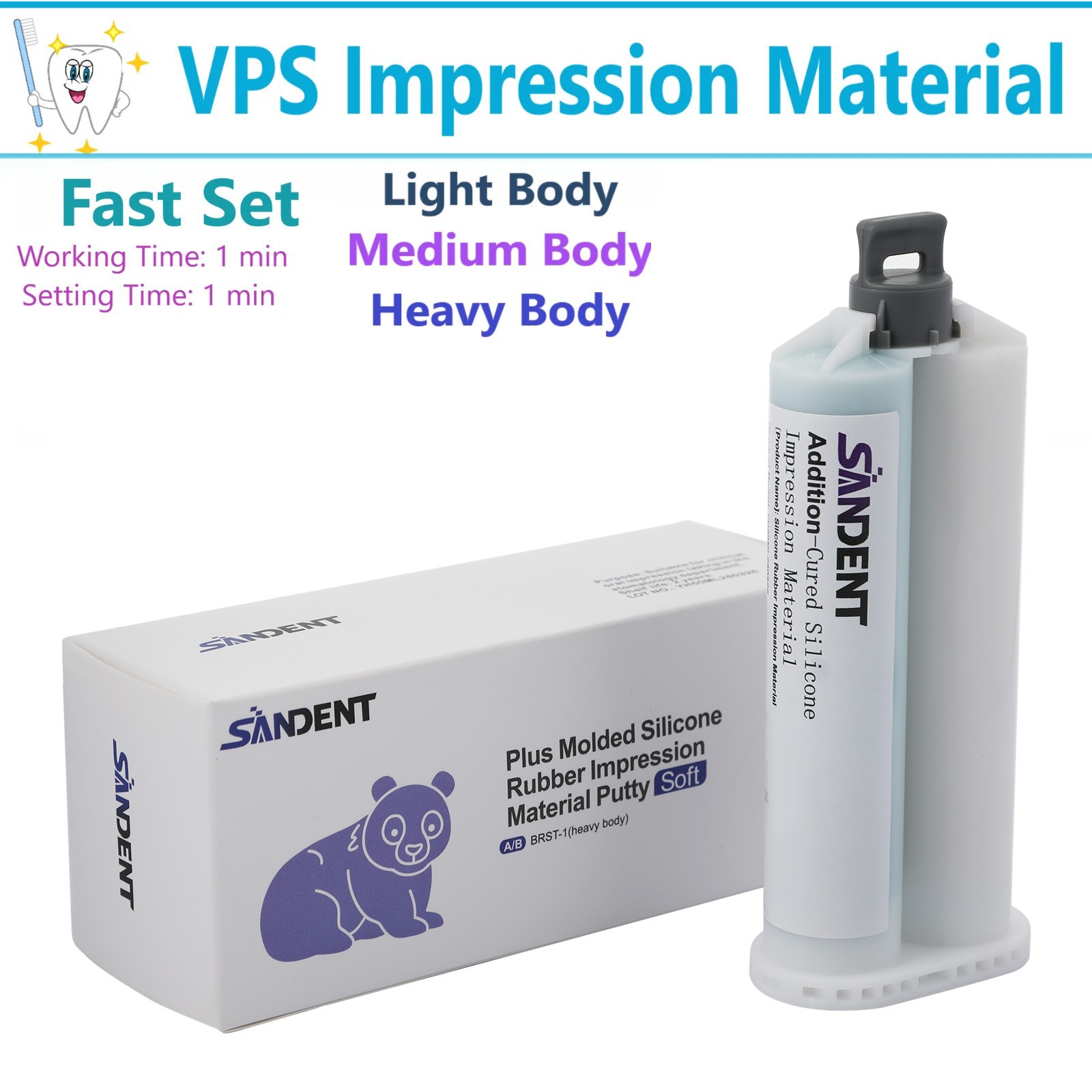 MEDIUM BODY FAST SET VPS Dental Impression Material FAST Set 50ML Cartridges PVS