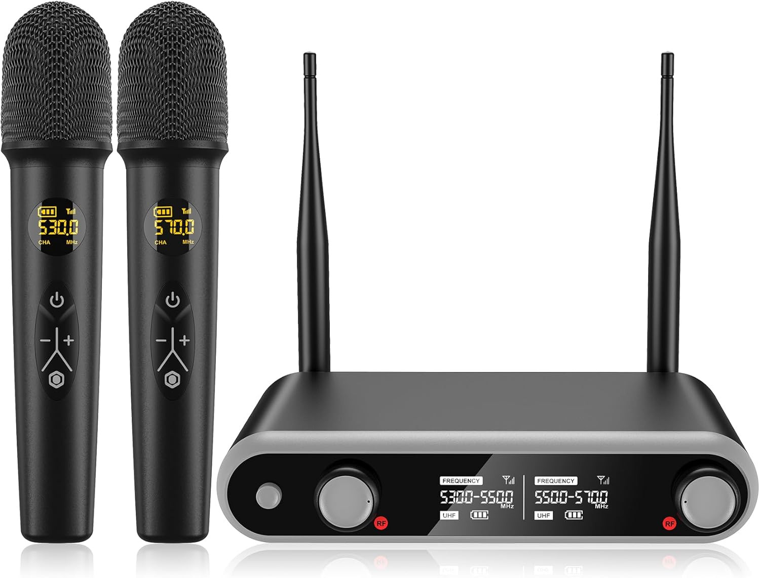 Wireless Microphone System Karaoke Machine - Rechargeable Handheld Dynamic Micro