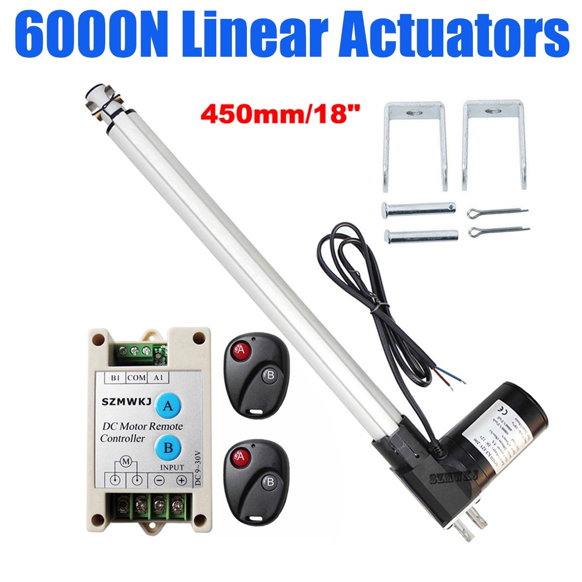 6000N 1320lbs 12V 18" Heavy Duty Linear Actuator W/ Motor Controller Switch Kits