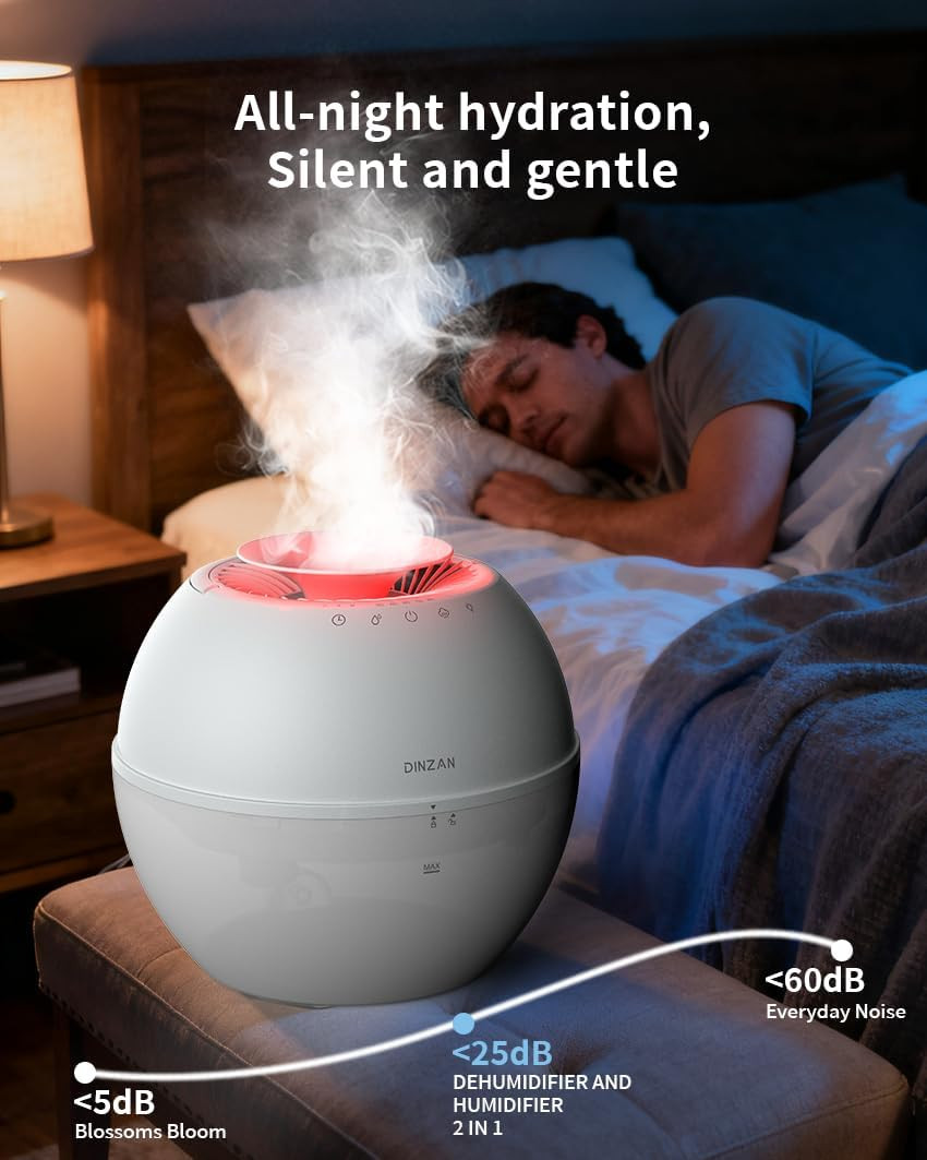 2-in-1 Humidifier & Dehumidifier with 152Oz Tank, LED & Timer Features