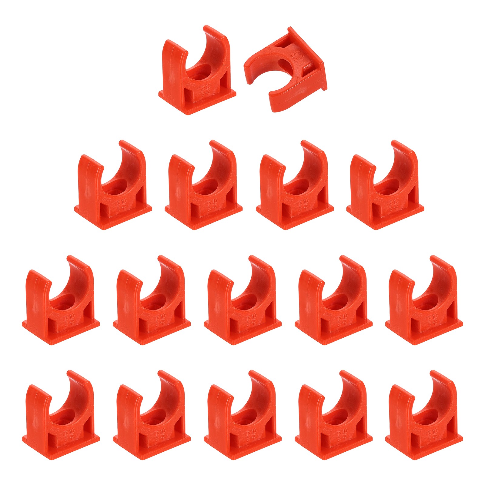 16Pcs PVC Water Pipe Clamps Clips, U-Shaped Holder Buckles for 16mm OD, Red