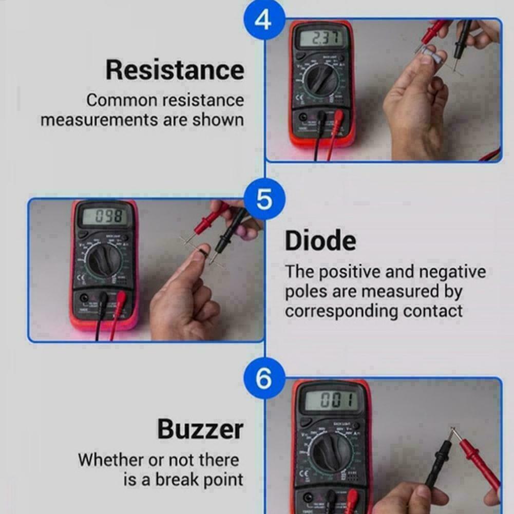Digital Multimeter AC DC Voltmeter Ammeter Ohmmeter Volt Tester Meter XL830L