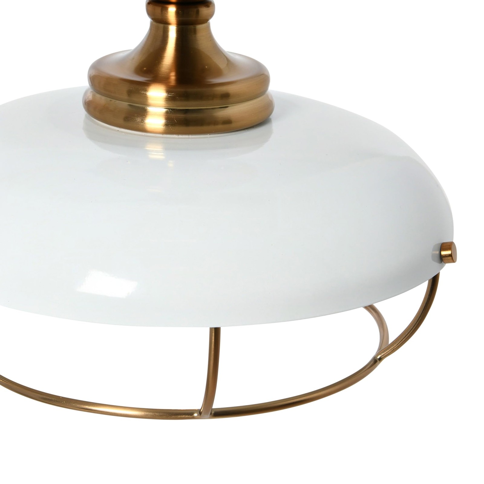 Robert Stevenson Lighting - Presley Caged Dome Metal Brushed Brass and White