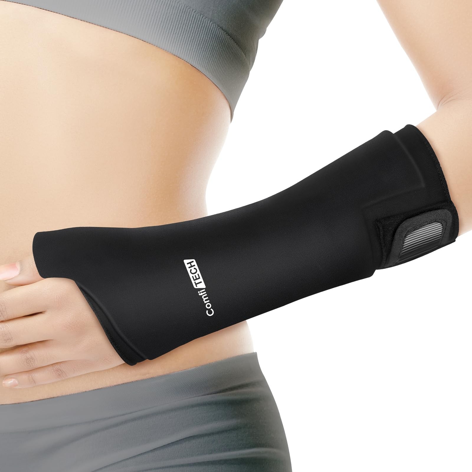 ComfiTECH Wrist Ice Pack Wrap for Hand, Thumb & Arm with Medium, Black