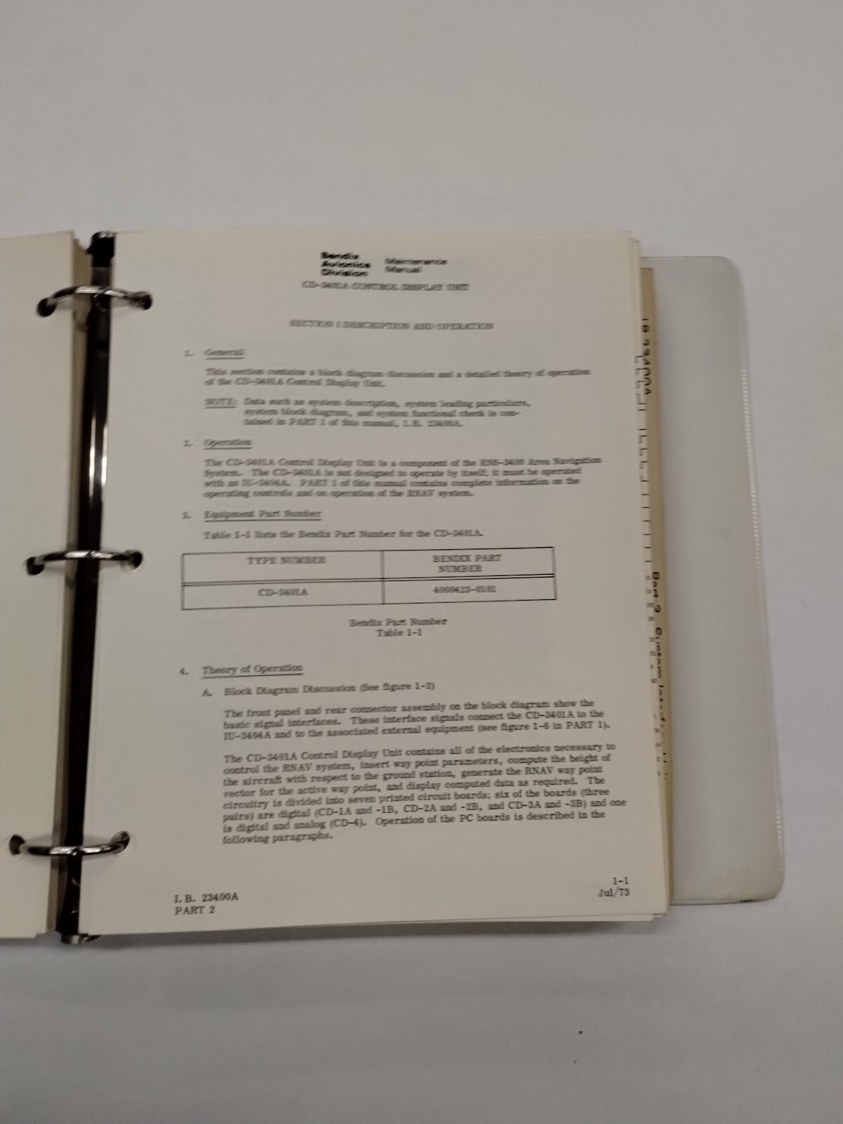 Bendix RNS-3400 Area Navigation System Maintenance Manual July 1973-Original