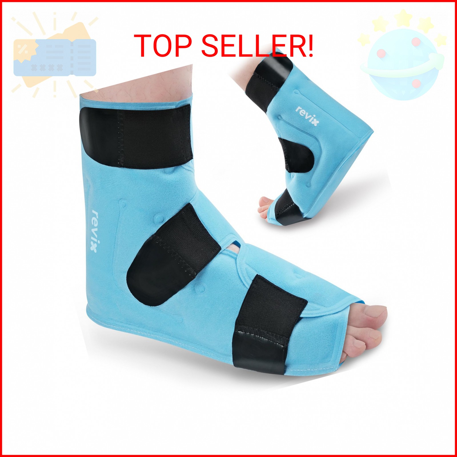 REVIX Large Ankle Ice Pack for Foot Discomfort, Reusable Gel Cold Pack with Cold
