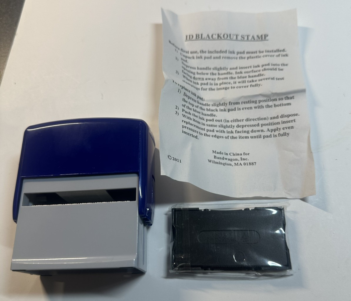 ID Blackout Stamp Bandwagon Identity Theft Protection Roller Masking Tool New
