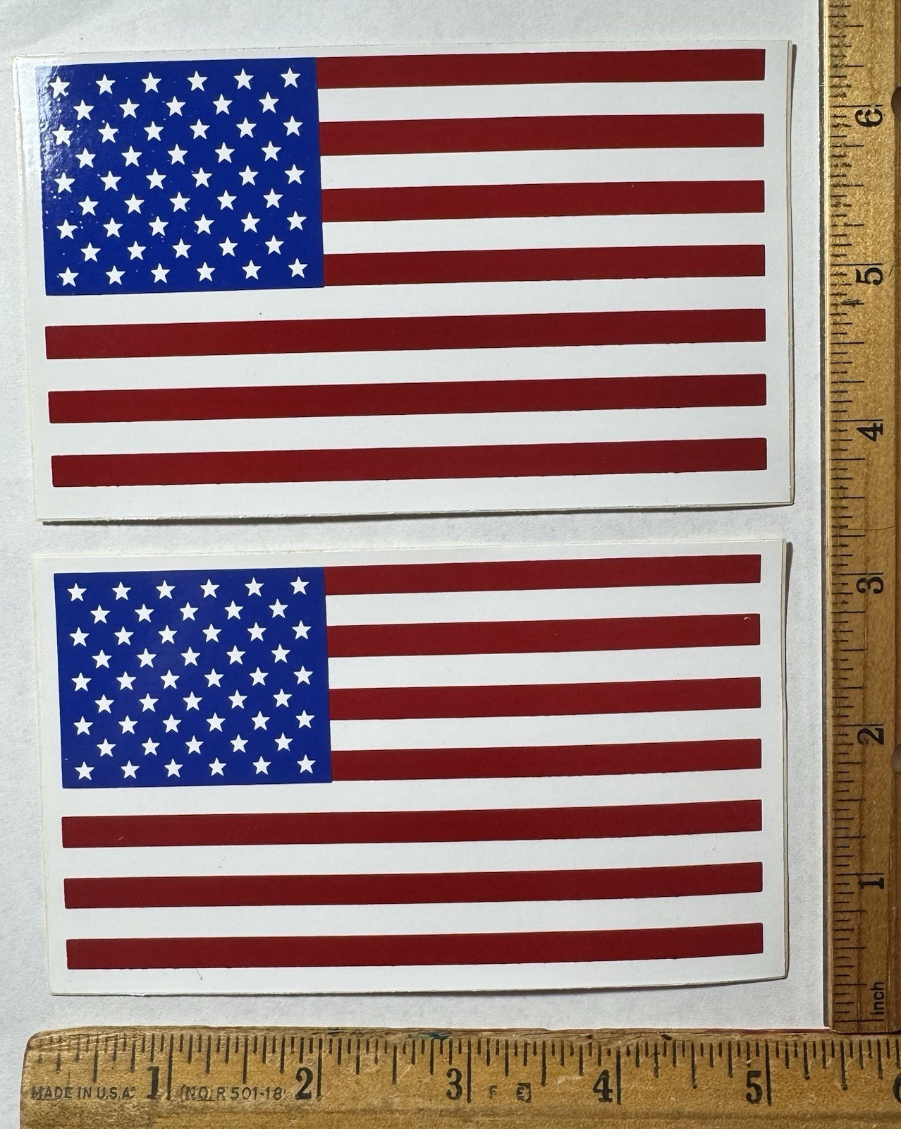 Vintage Lot Of 2 USA Flag Decal Bumper Sticker United States Of America