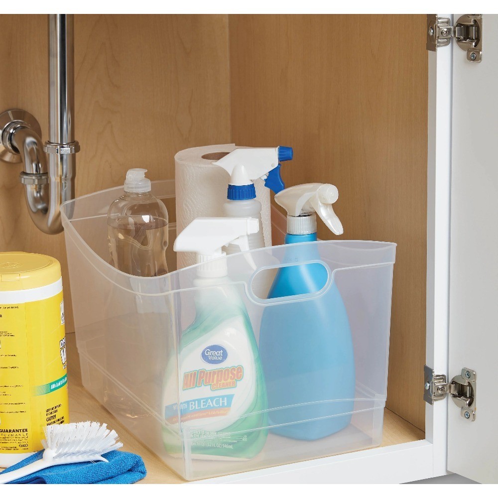 3-Pack Clear Utility Storage Organizer Bins 5 x 15 Inch