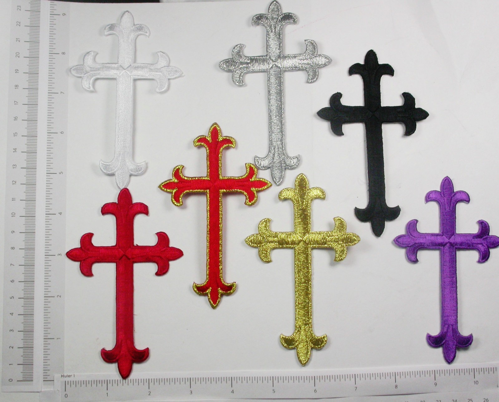 Cross Iron On Patch Applique - Latin Crucifix 4 3/4" high *colors*