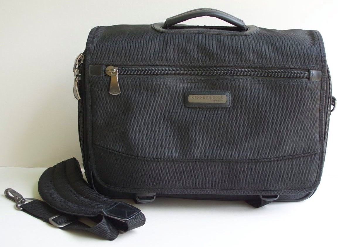 KENNETH COLE BLACK LAPTOP NYLON SATCHEL BRIEFCASE FOR COMPUTER  IPAD