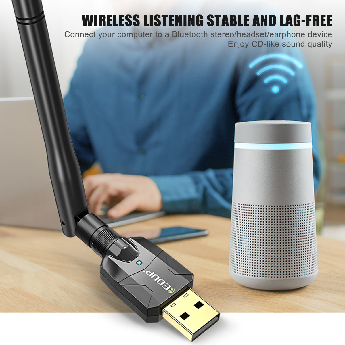 USB Bluetooth 5.1 Adapter 100M Long Range Bluetooth Dongle EDR For PC & Desktop