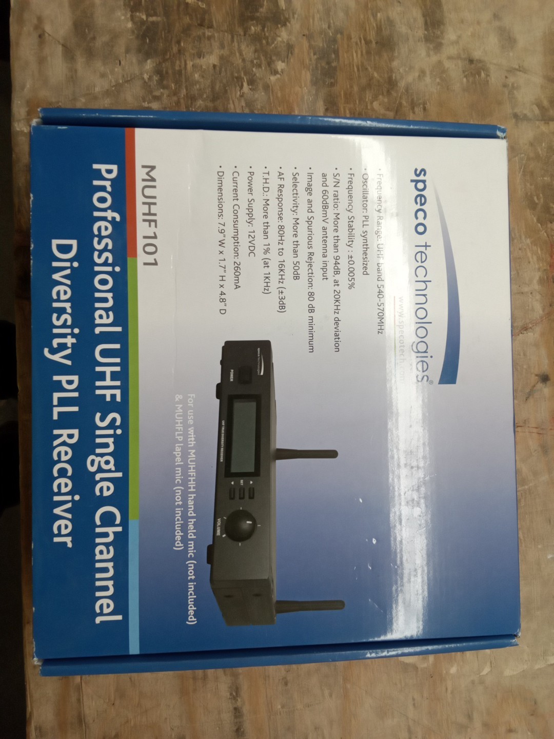 Speco Technologies Muhf101 Microphone Receiver, Wireless, Lcd