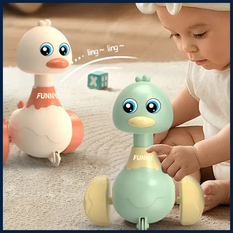 Baby Toy Cartoon Swing Duck Toy Press Vehicles Glide Animal Inertia Pull Back.