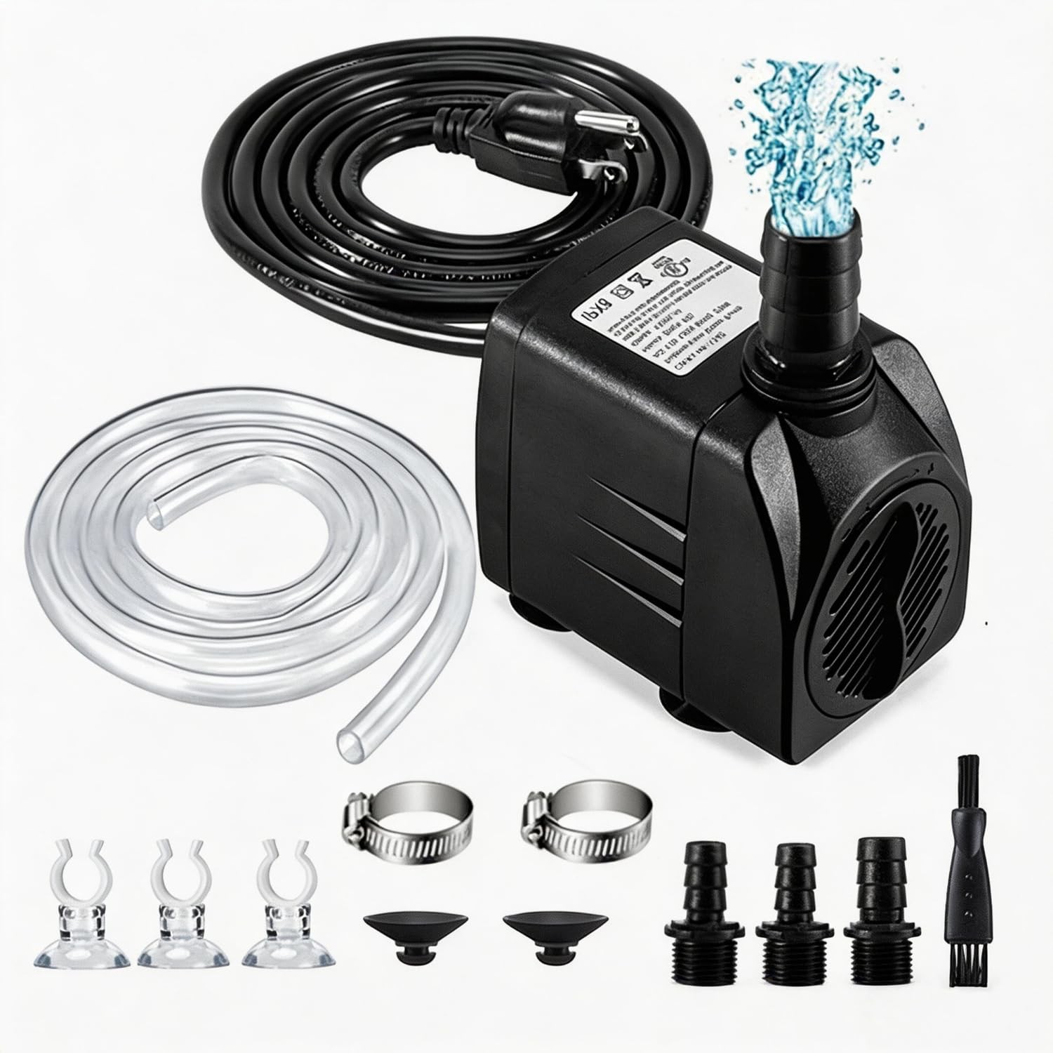Submersible Pump, 400GPH(25W 1500L/H), Ultra Quiet Water 400GPH-25W, Black