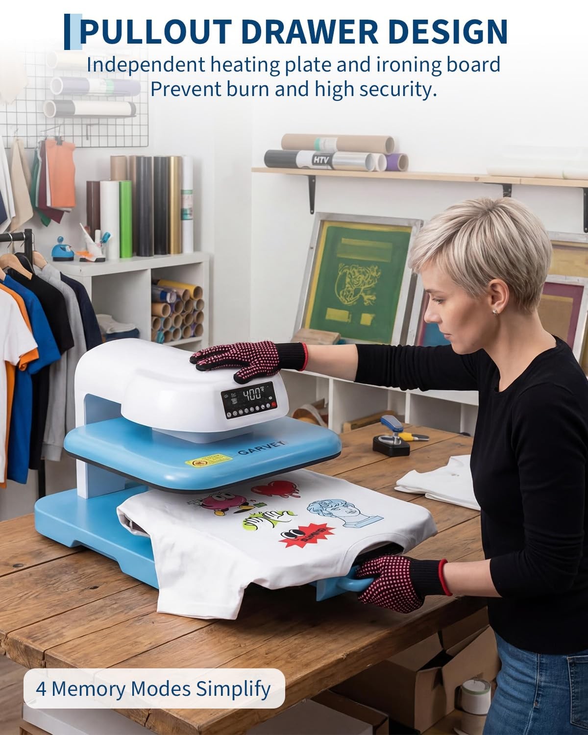 Automatic Heat Press Machine 15x15 Inch Smart Auto Release Adjustable 4 Memory