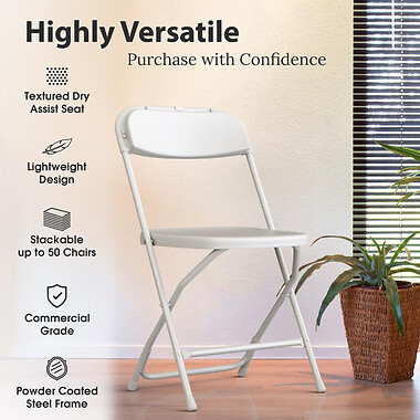 9 Pcs Plastic Folding Chairs Stackable Wedding Party Camping Dining Seats Home