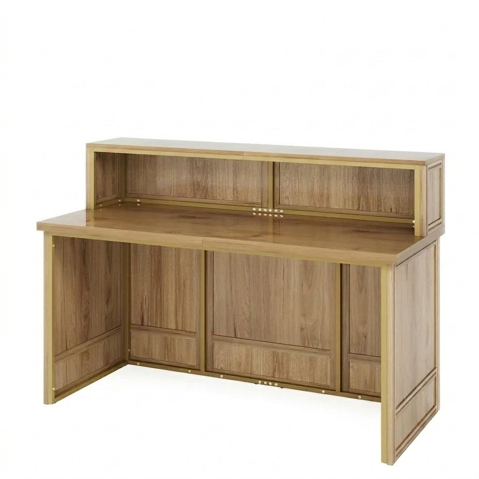 Modern Reception Desk Front Counter Receptionist Checkout Counter Oak Large