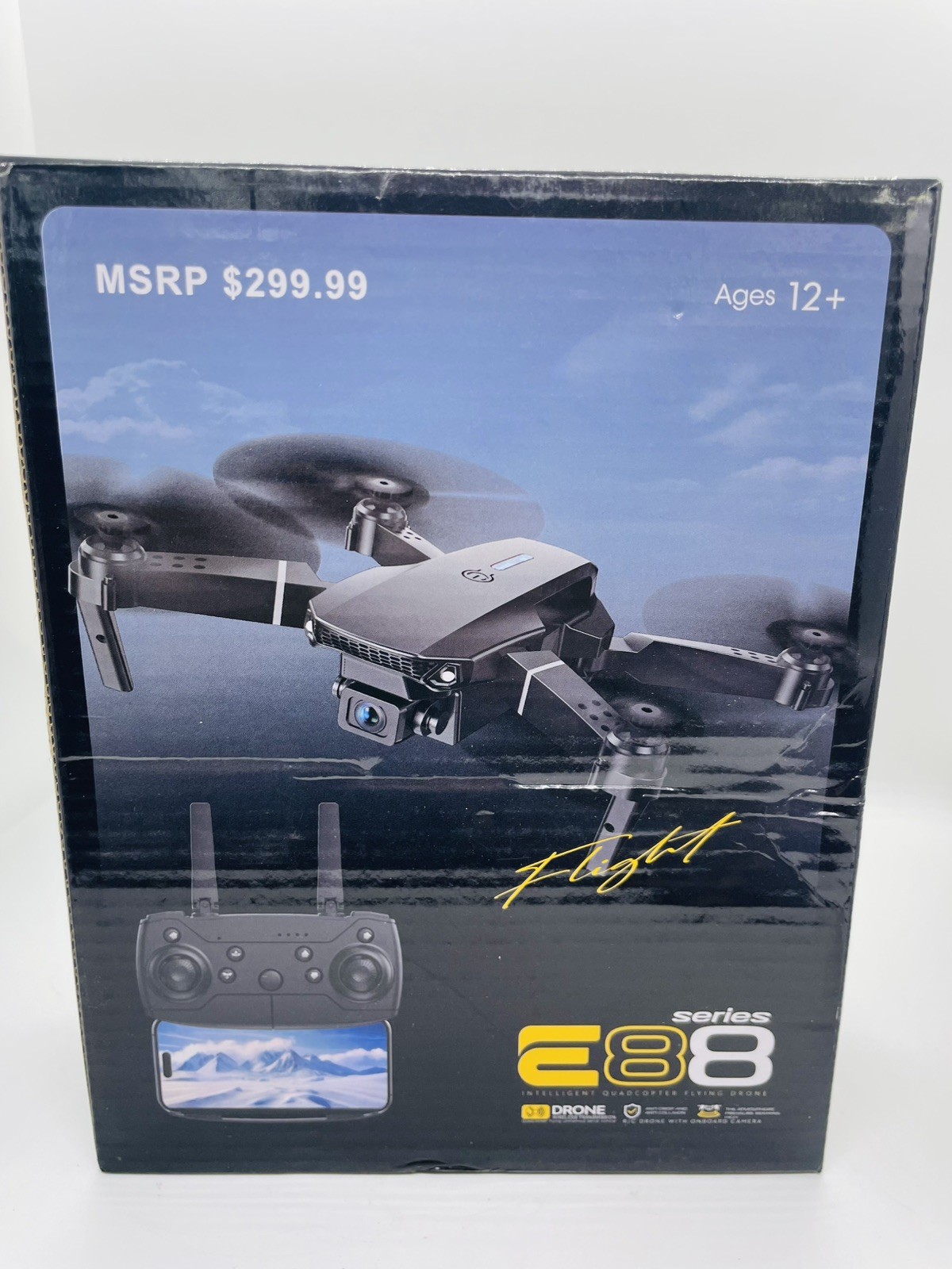 Series E88 Gray Flight Drone Foldable Dual Camera Photo & Video LED Light