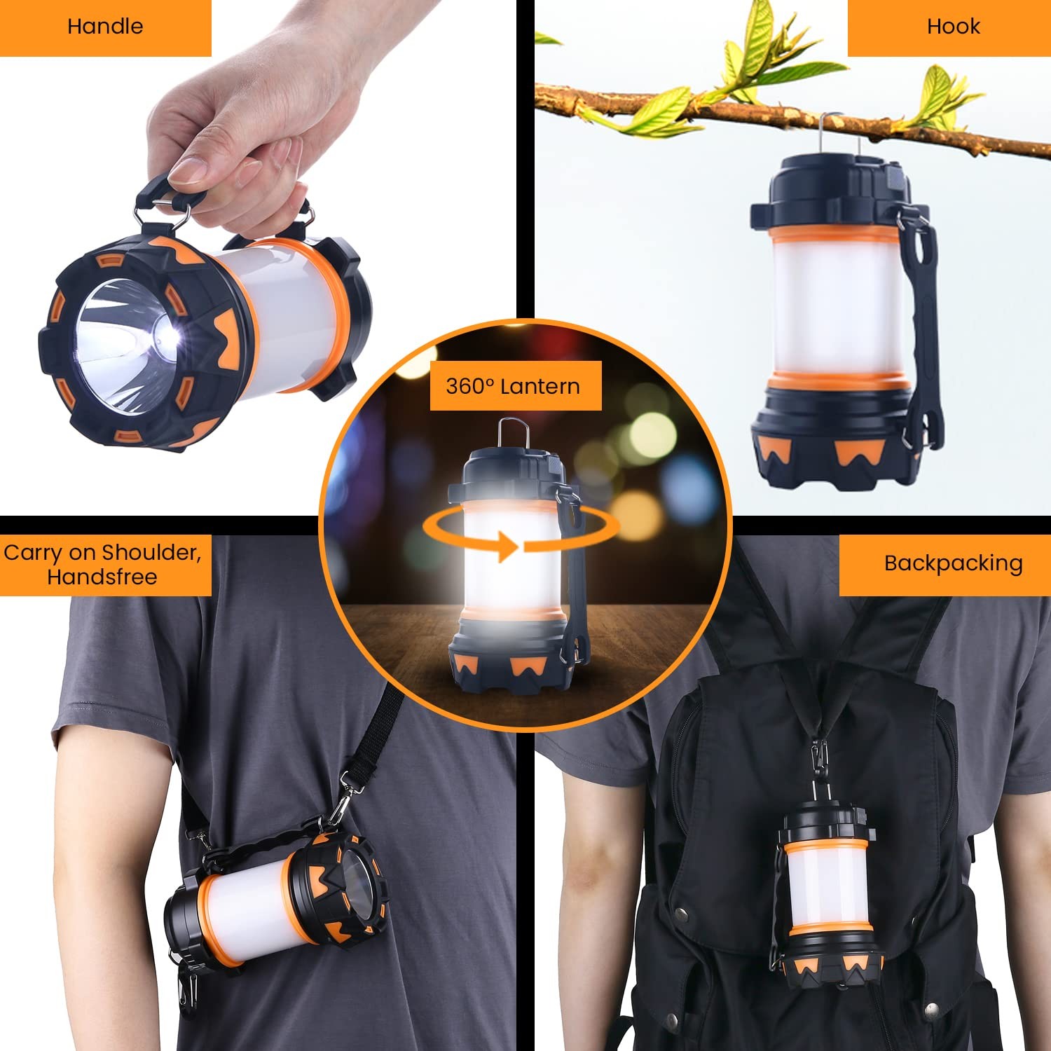 LED Camping Lantern Rechargeable, Super Bright Lantern Flashlight and 360 Deg...