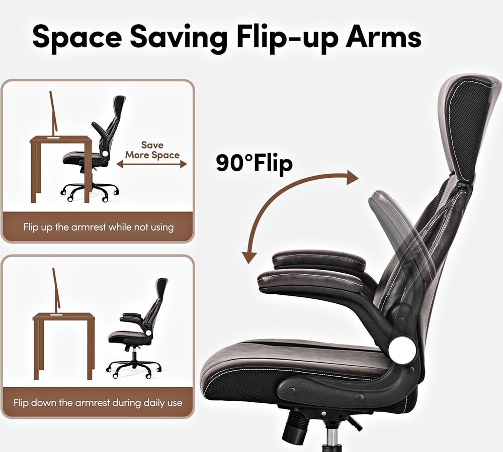 EXECUTIVE OFFICE LEATHER CHAIR HIGH BACK ERGONOMIC ADJUSTABLE HEADREST 5 WHEELS
