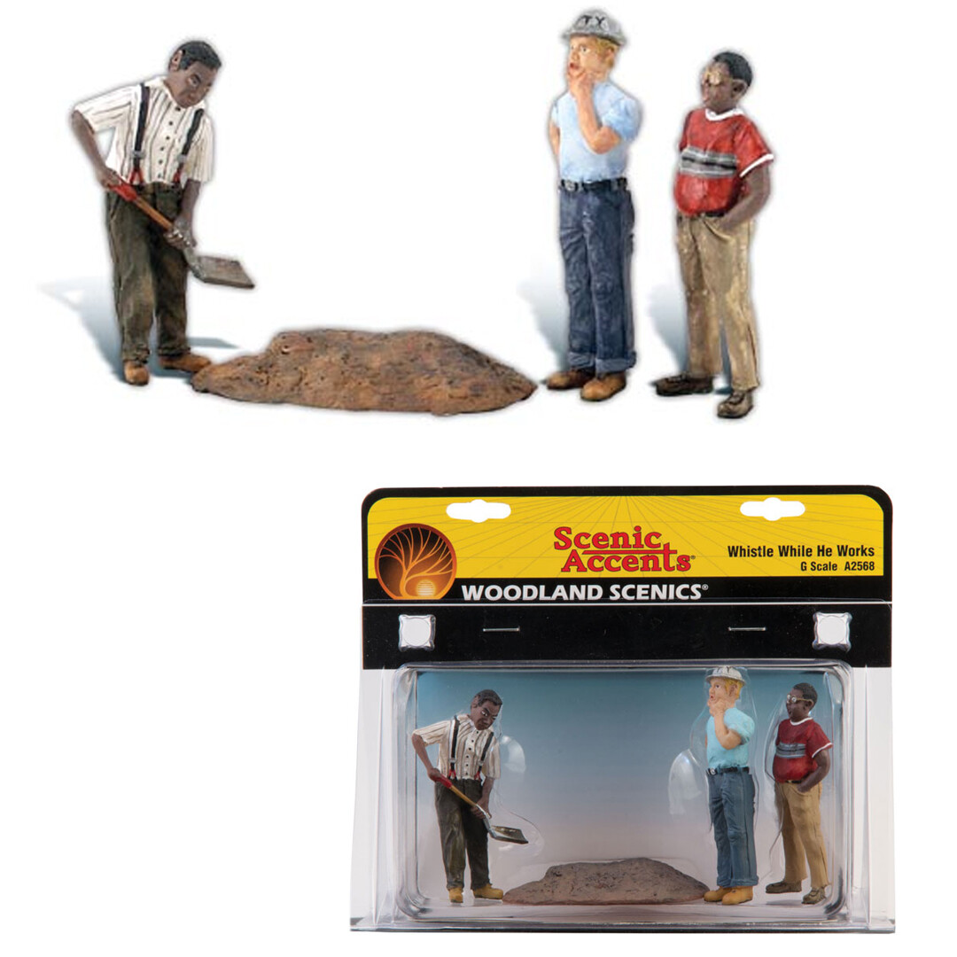 NEW Woodland Scenics A2568 Whistle While He Works Train Figures (4Pcs) - G Scale