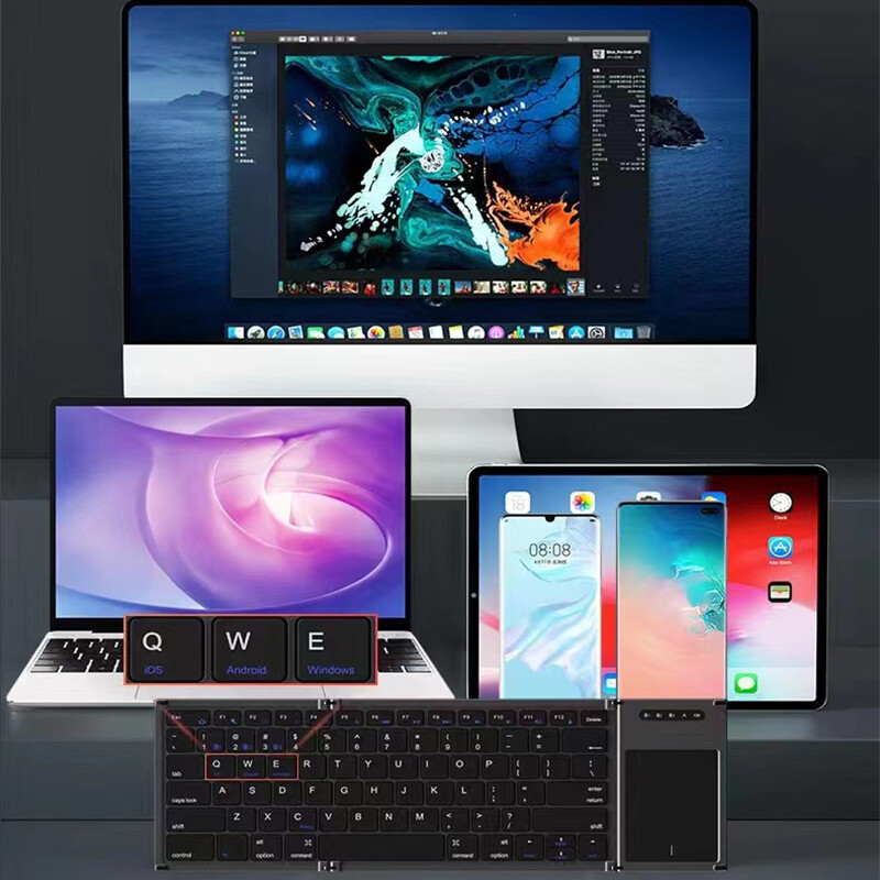 Wireless Bluetooth keyboard touchpad Rechargeable ultrathin foldable Portable
