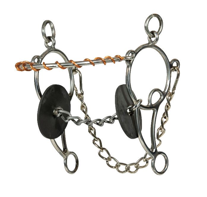 Western Copper Twist Gag Bit w/ Curb Chain Stainless Steel Correction Horse Bit