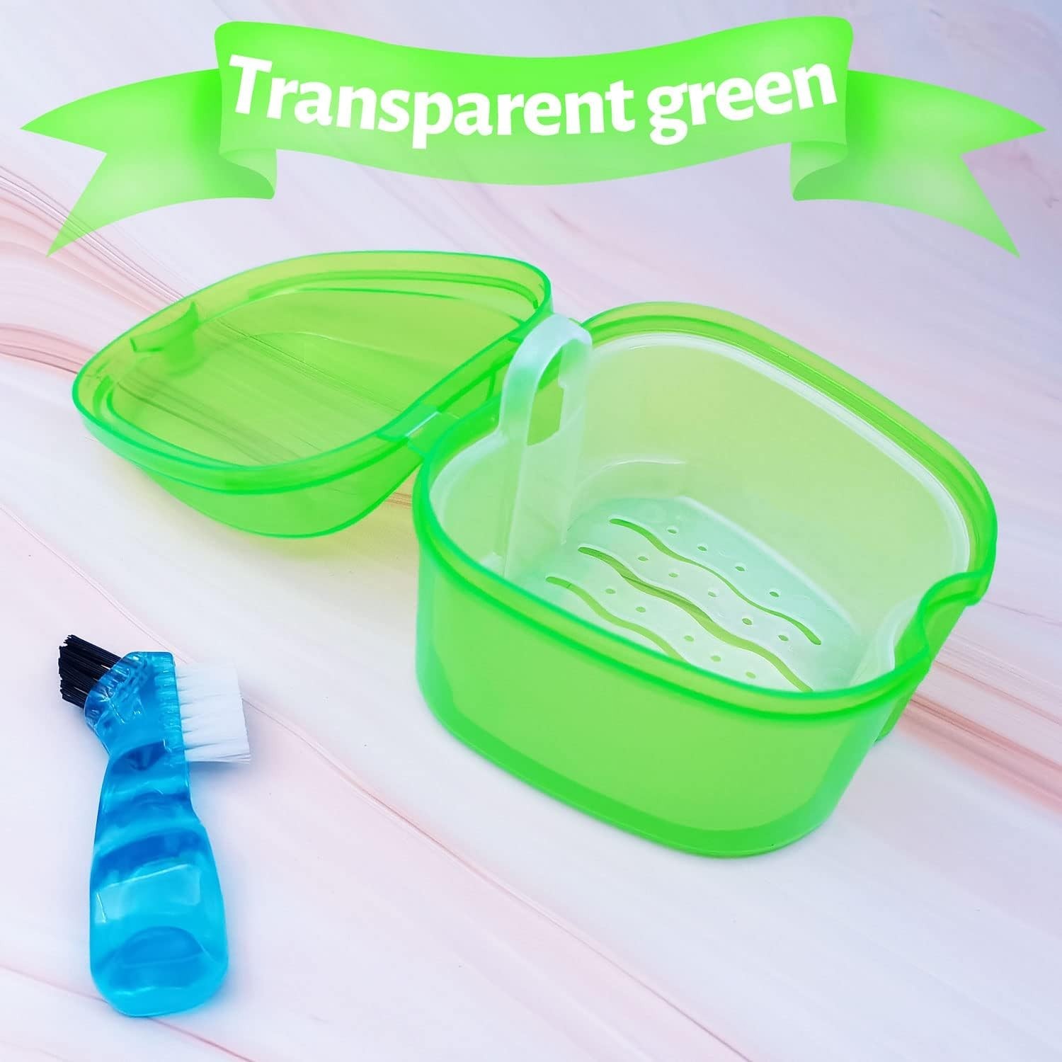 Durable Denture Case Set with Cleaning Brush - Perfect for Night Guards & More