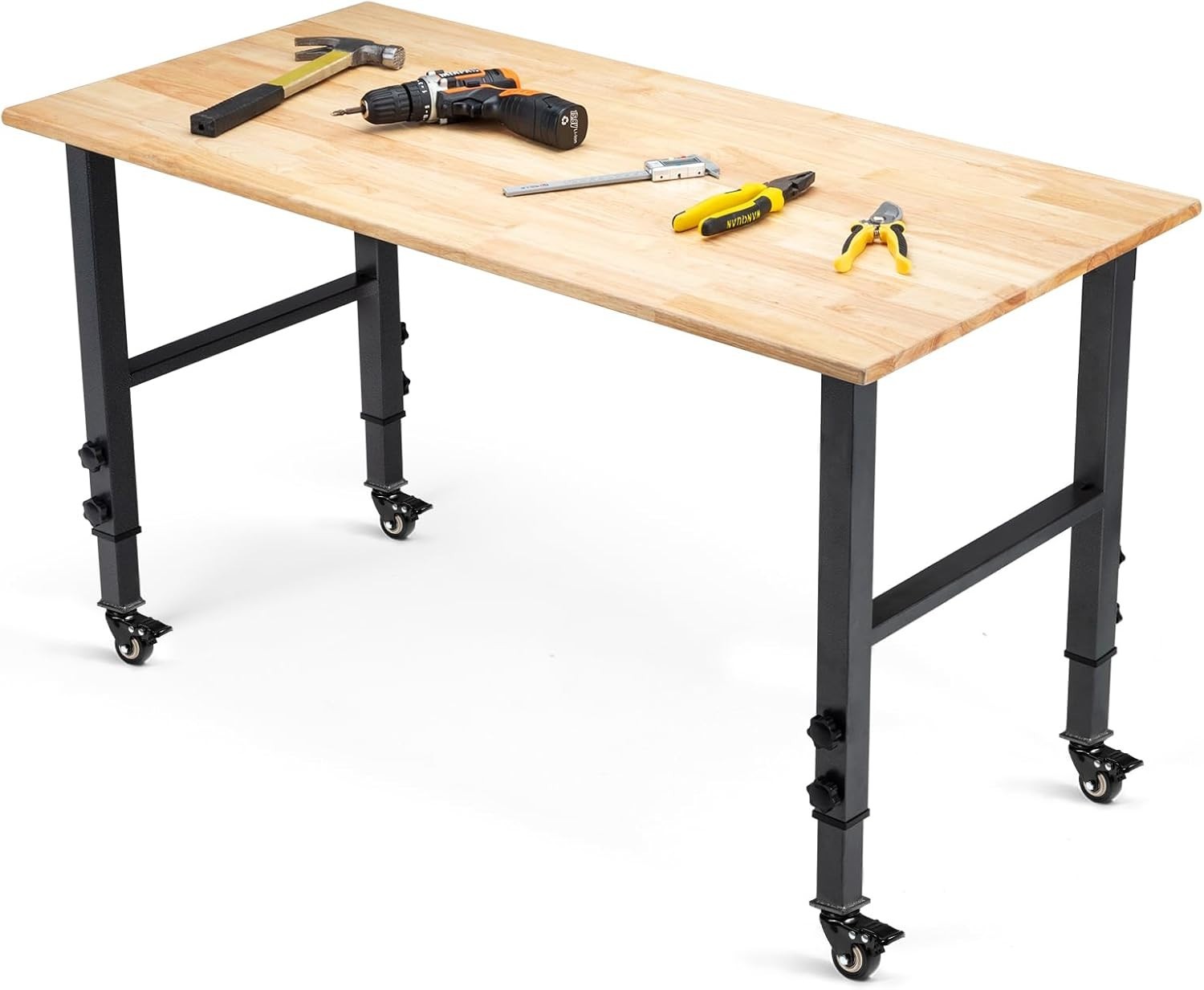 Versatile 48" Adjustable Workbench with 2000lbs Load Capacity & Lockable Casters