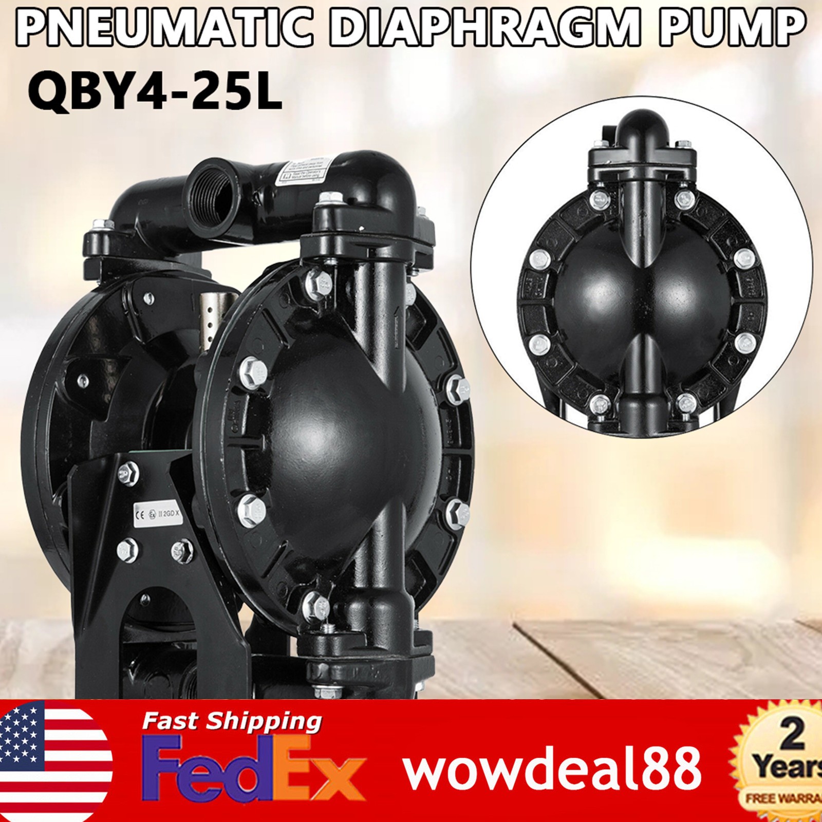Air-Operated Waste Oil Transfer Pump 35Gpm Pneumatic Dual Diaphragm Pump 120PSI