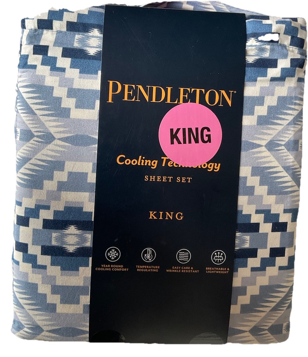 Pendleton KING Cooling Sheet Set Aztec Blue New In Package