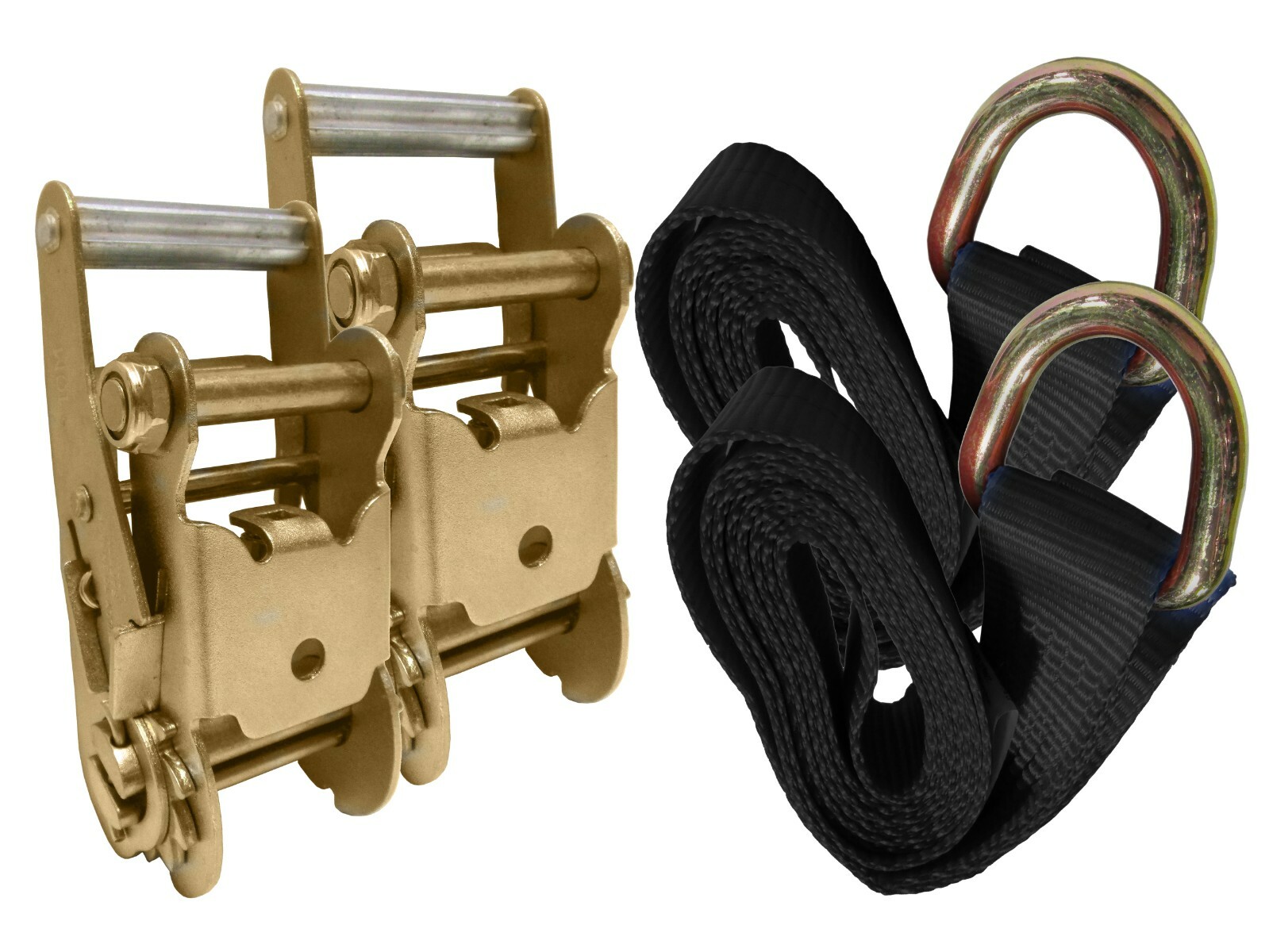 2 pack - 2" x 8' ft Lasso Tie Down Strap Short Ratchet Combo Kit Wheel Cinch Tow
