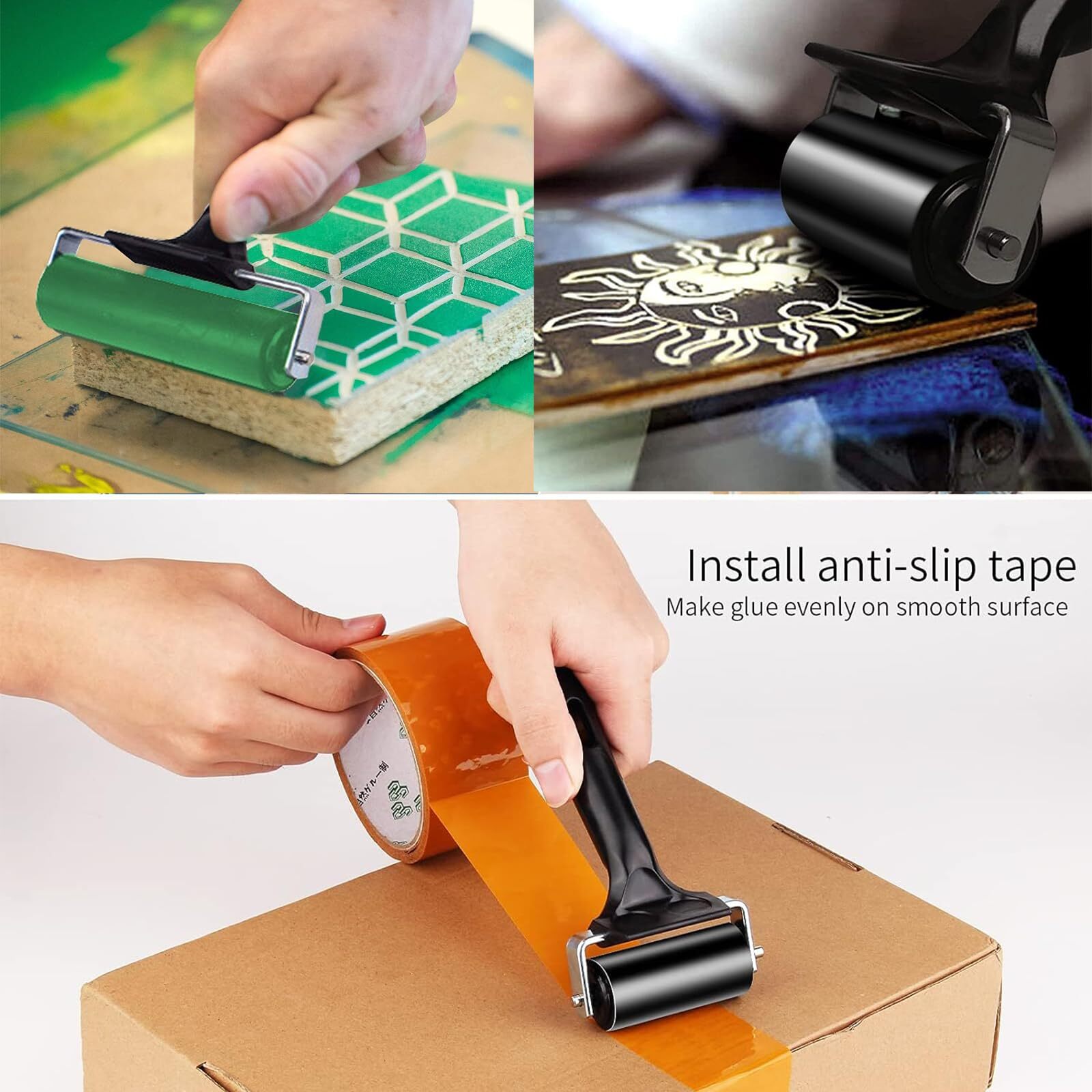 4 Inch Brayer Roller Printmaking Rubber Press Roller for DIY Crafts Project Inks