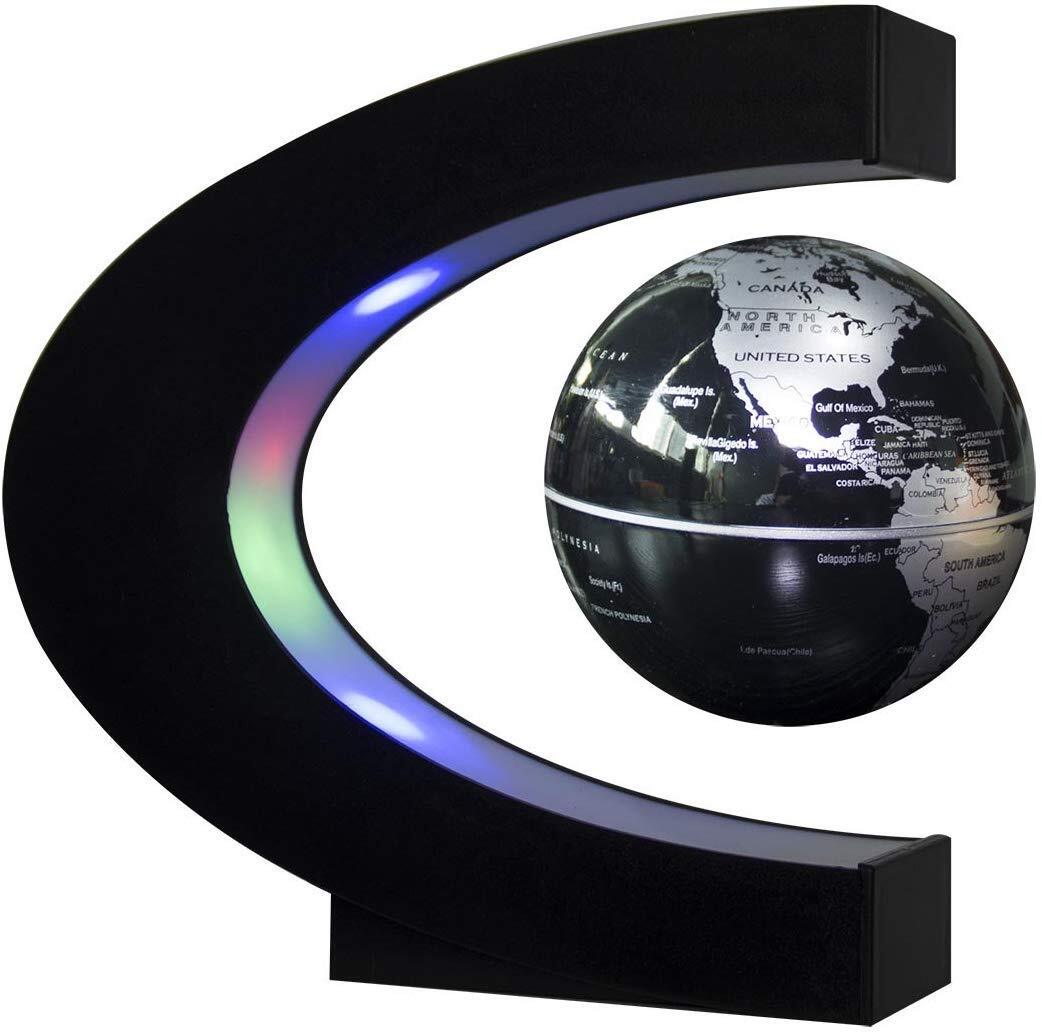 Floating Globe with LED Lights Home Office Desk Toy C Shape Magnetic Levitation