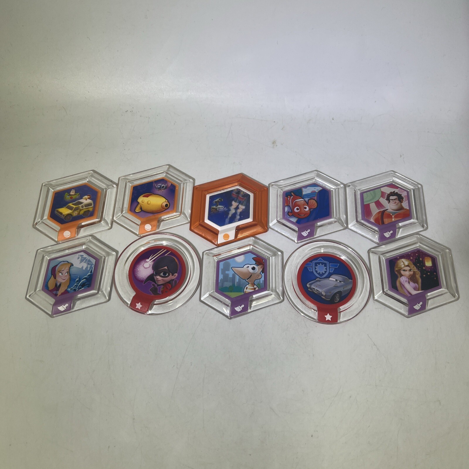 Lot Of 10 Disney Infinity Power Discs, Toy Story, Frozen, The Incredibles #ML