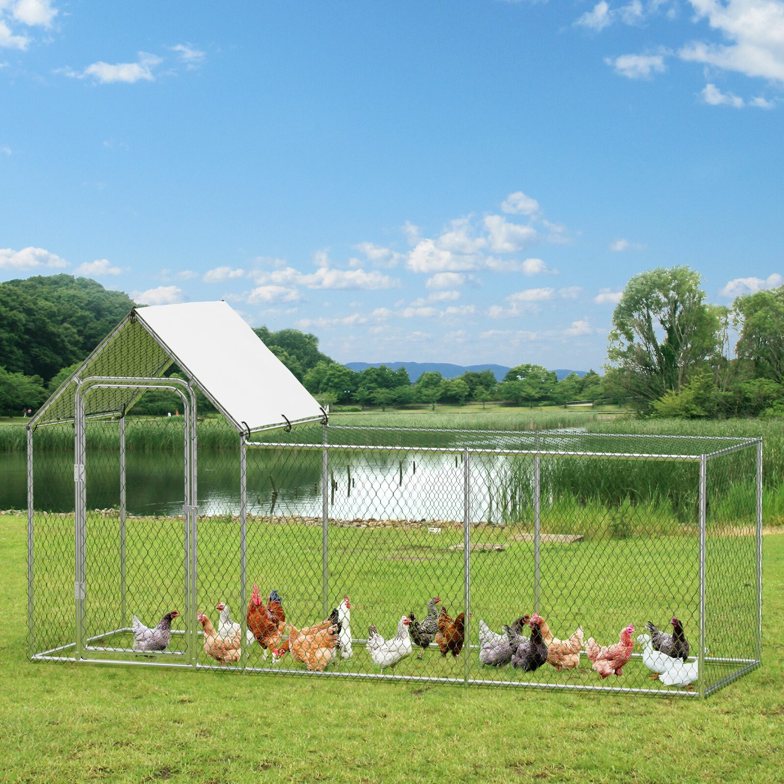 300 cm Chicken Run Cage Poultry Hen Rabbit Kennel Hutch with Cover Walk In Cage