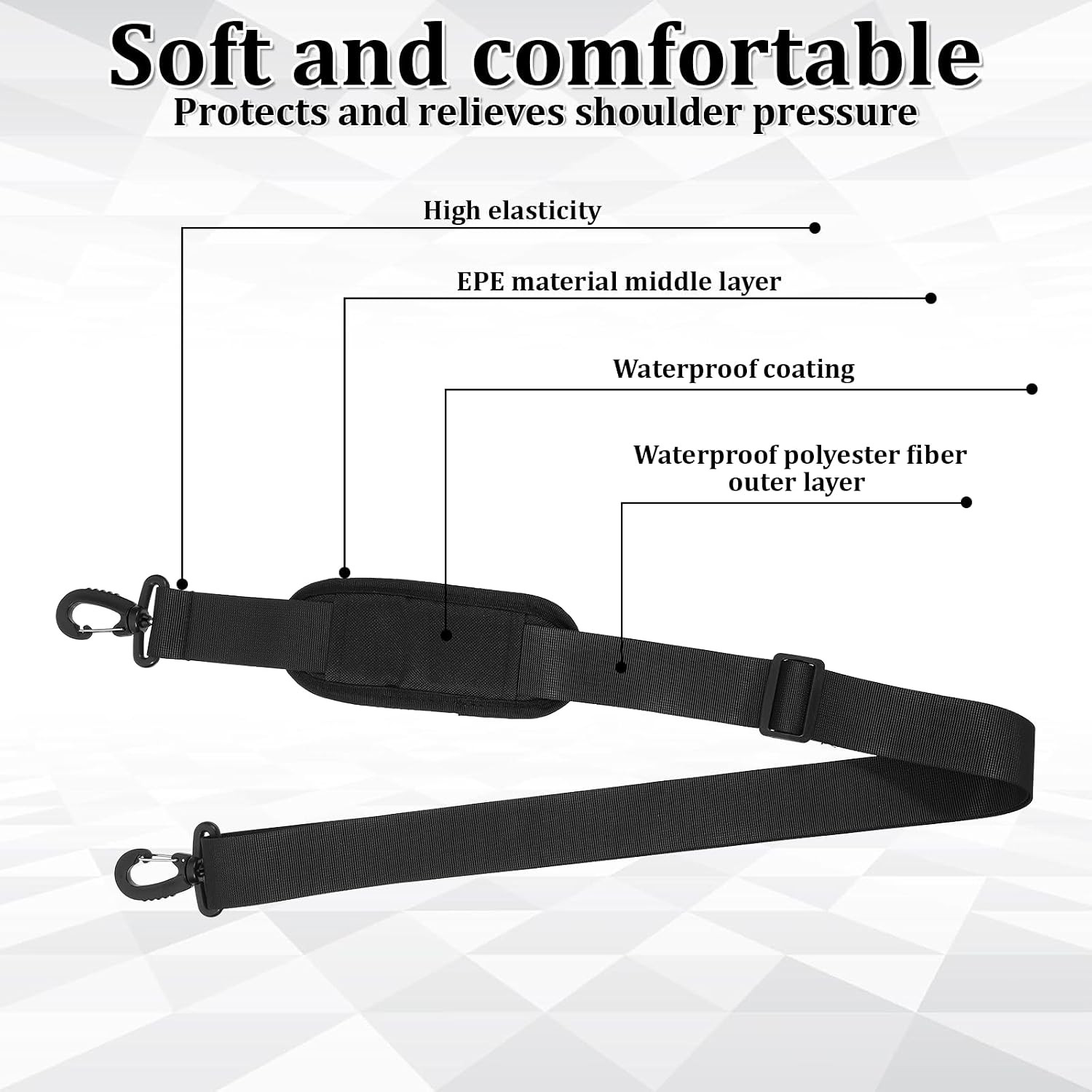56" Bag Strap, Shoulder Strap Universal Adjustable Shoulder Belt Replacement ...