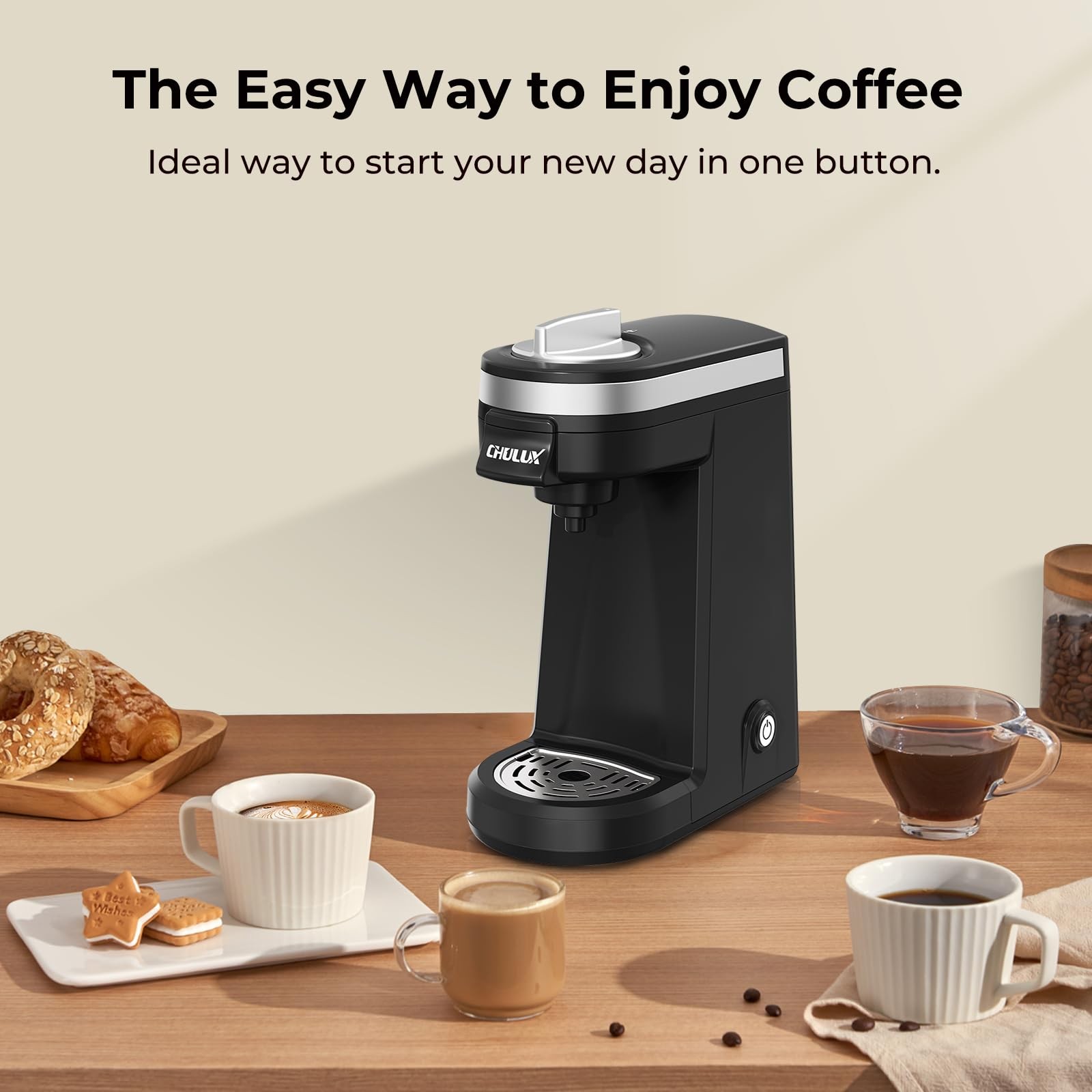 Single Serve Coffee Maker for Capsule and Ground Cup Machine Black