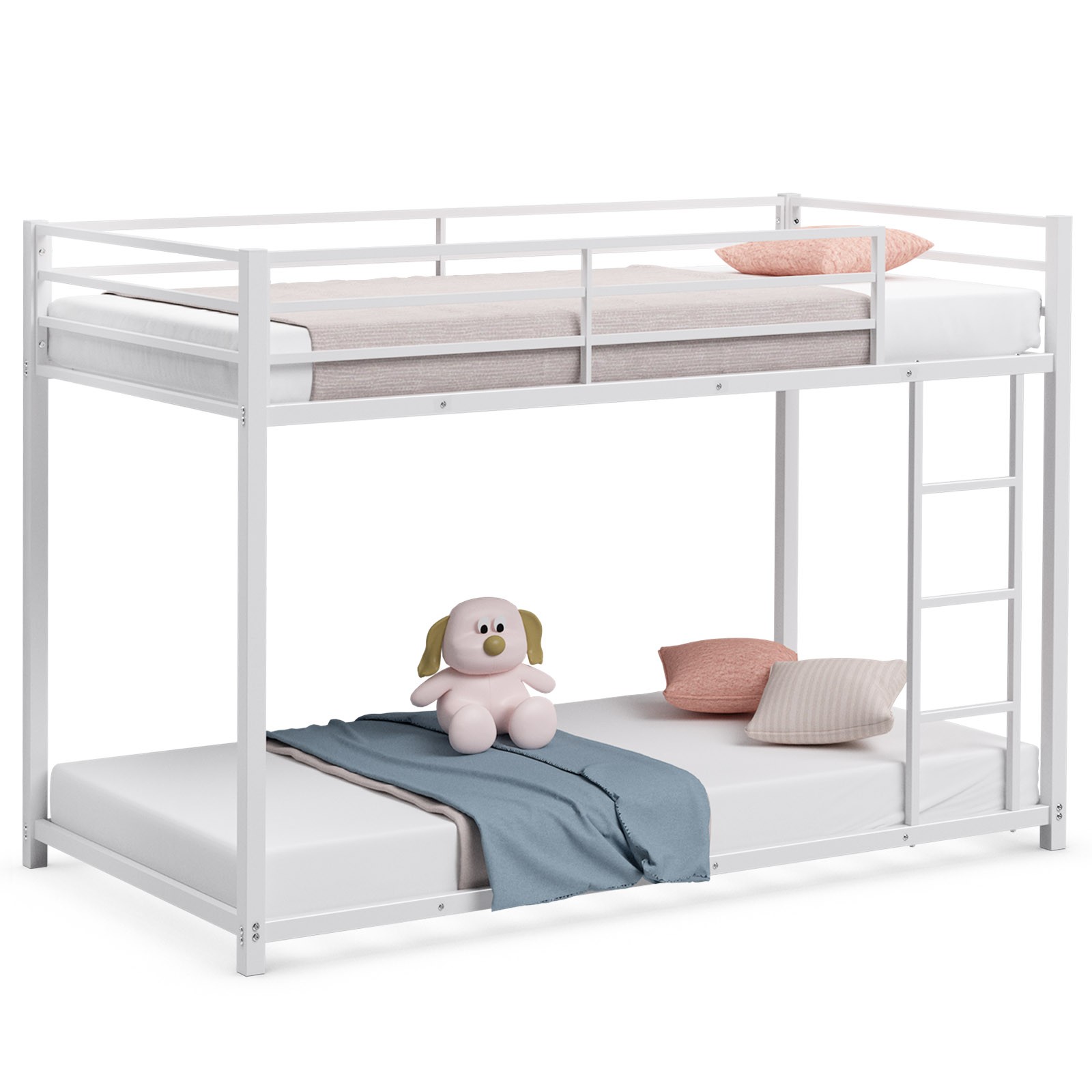 Giantex  Twin BunkBed Twin Over Frame Platform W/ Guard Rails & Side Ladder