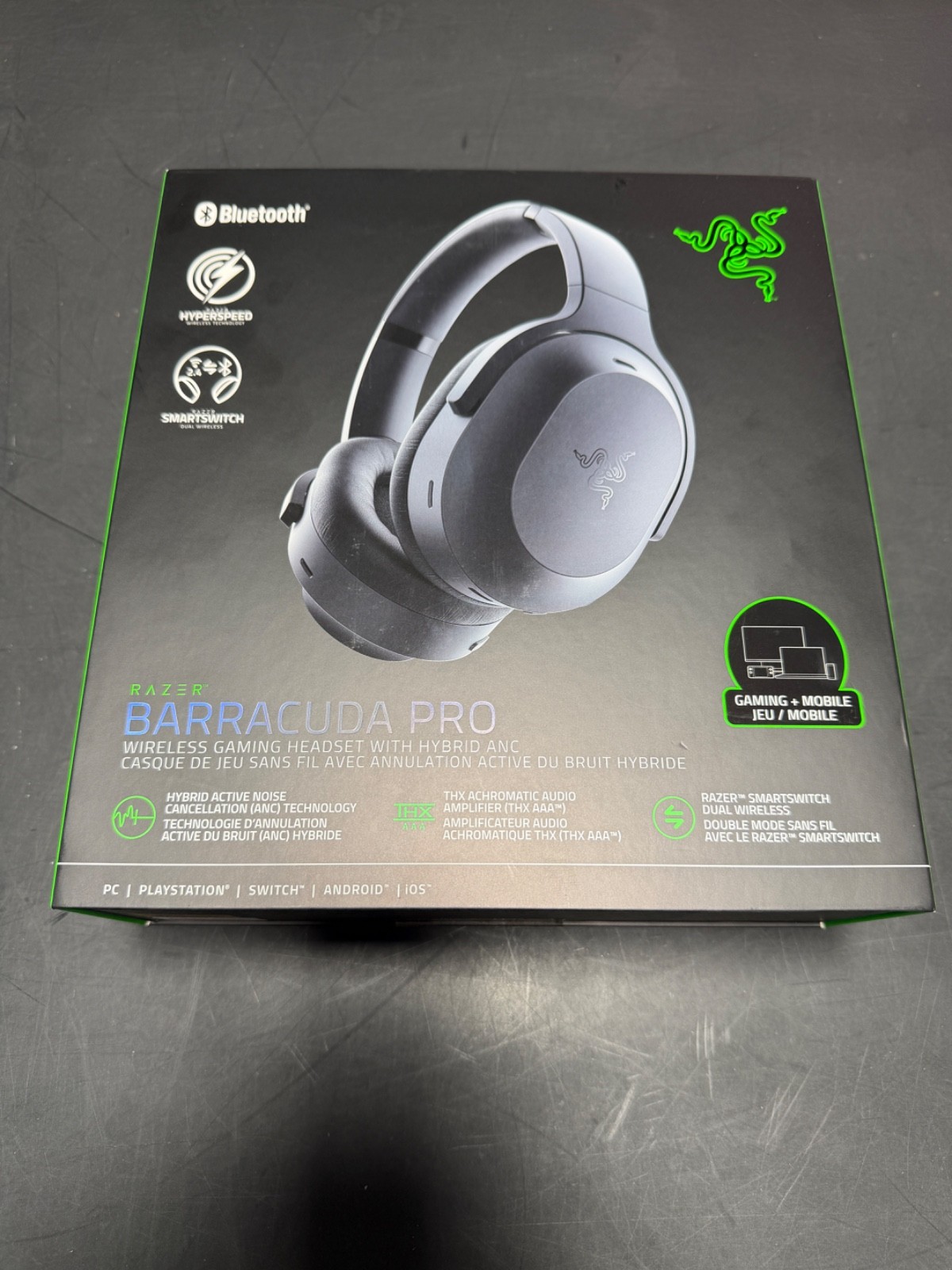 Razer Barracuda Pro Wireless Gaming Headset, Hybrid ANC, Black New!!!