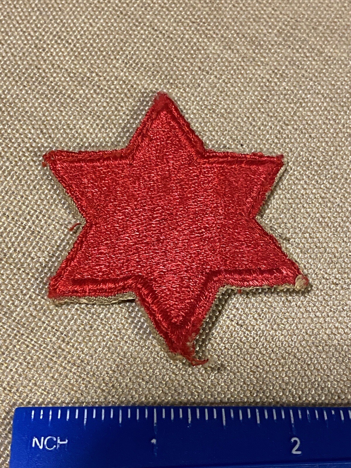 WWII Era US Army 6th Infantry Division Red 6 Pointed Star Patch INV3738