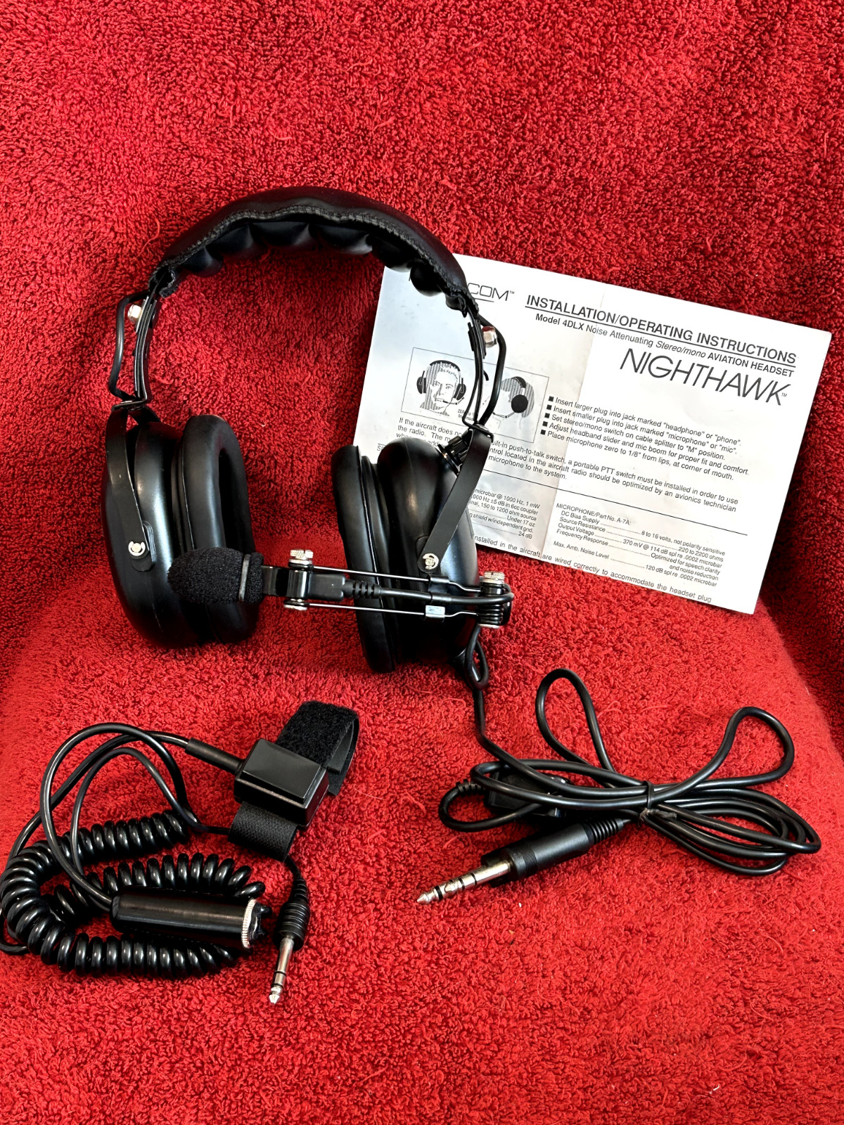 FLIGHTCOM NIGHTHAWK 4DLX NOISE ATTENUATING STEREO/MONO AVIATION HEADSET