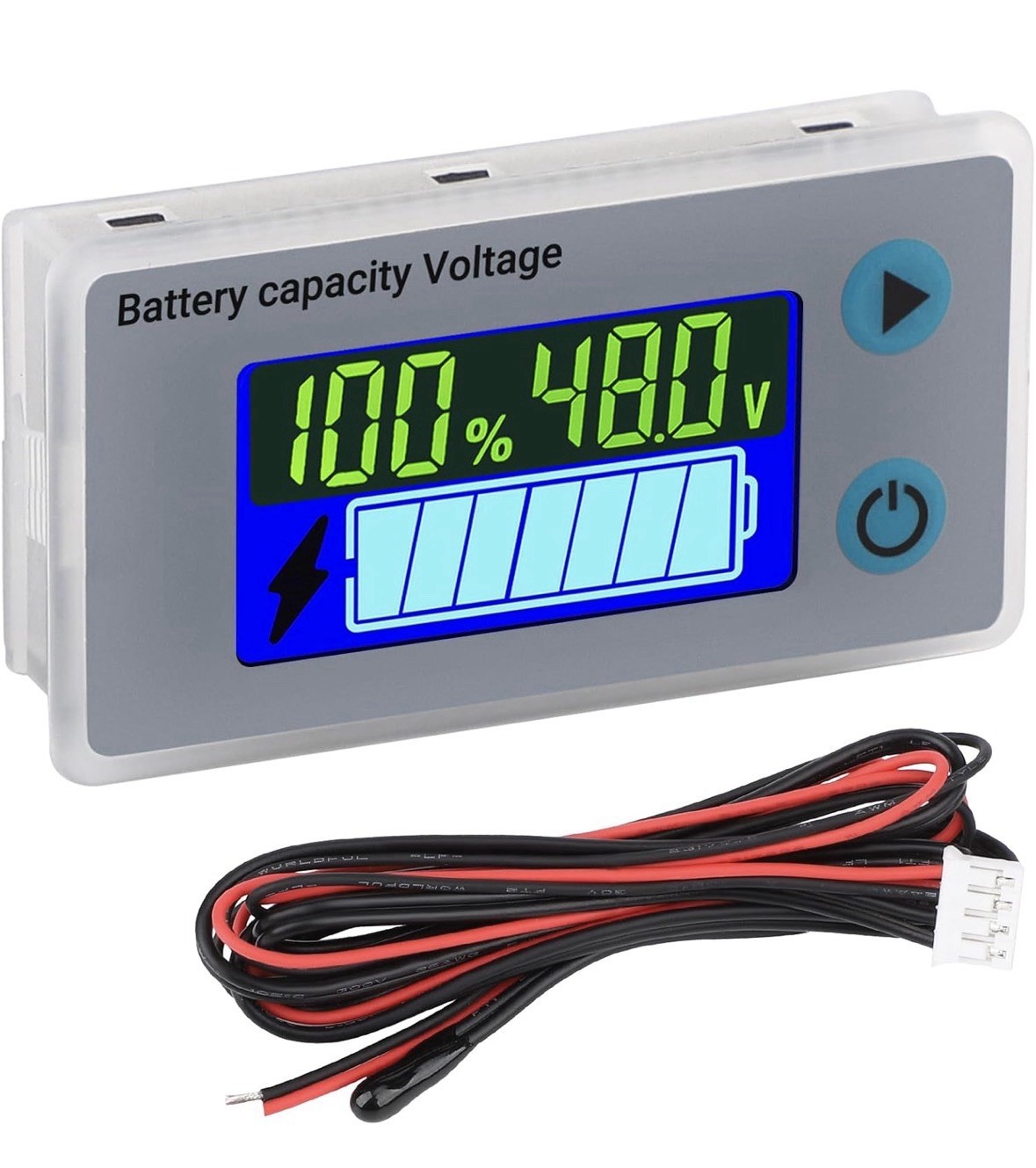 DROK 48V Golf Cart/RV/Boat Battery Meter, 10-100V Battery Tester, LCD Display